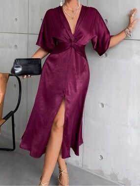 Elegant Zara Satin Maxi Dress Purple size M